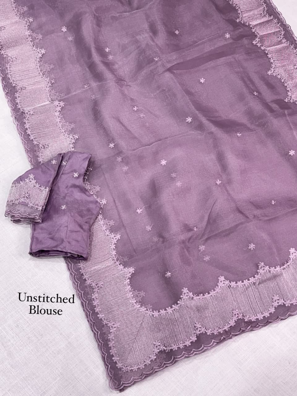 Party wear Organza Embroidery Sarees - Image 8