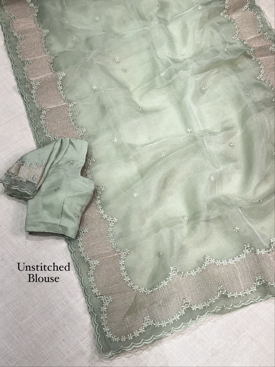Party wear Organza Embroidery Sarees - Image 7