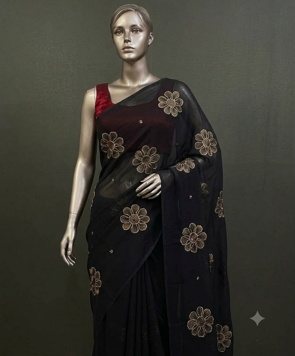 Black Faux Georgette